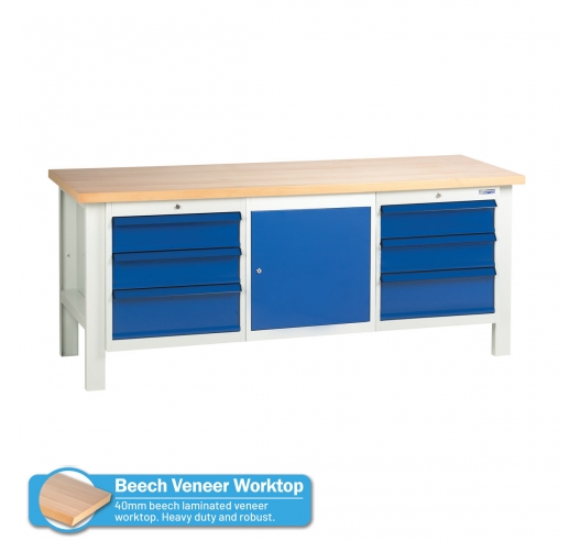 Heavy Duty Workbench With 2 x Drawer Unit and  a Cupboard Unit