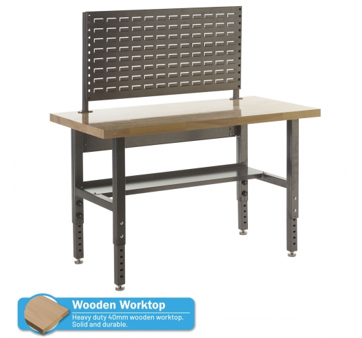 Adjustable Height Workbench with Louvre Panel