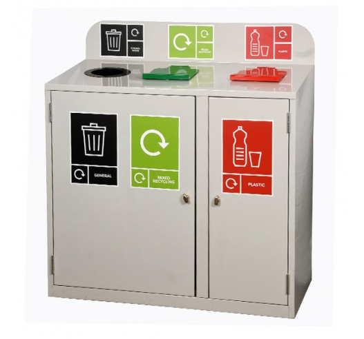 3 Bay Recycling Bin In Grey