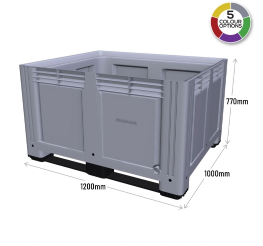 Large Plastic Pallet Box with 2 Runners In Grey