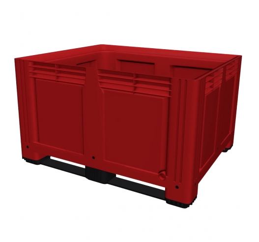 Large Plastic Pallet Box with 2 Runners In Red