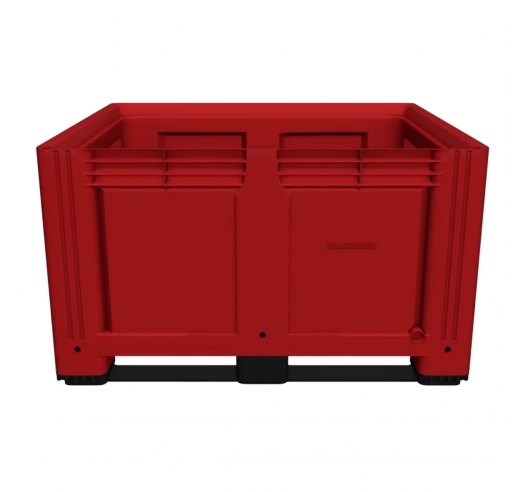 Large Plastic Pallet Box with 2 Runners In Red Side View