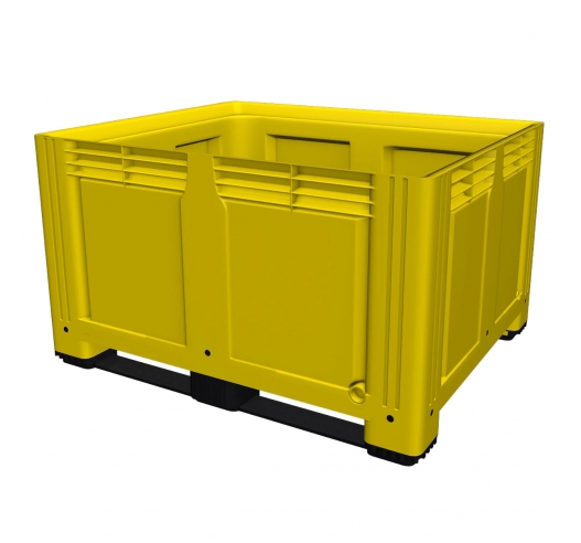 Large Plastic Pallet Box with 2 Runners In Yellow