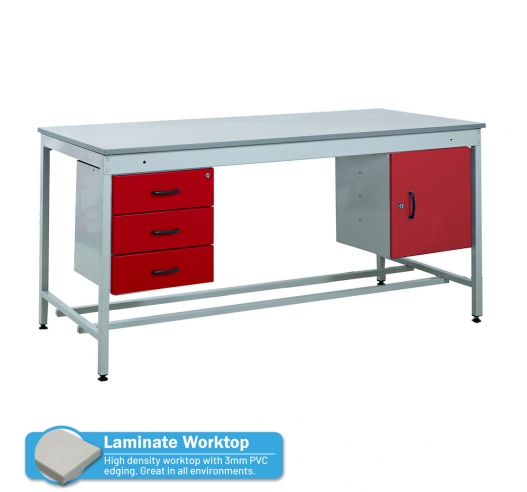 Taurus Utility Workbench With Triple Drawer and Cupboard