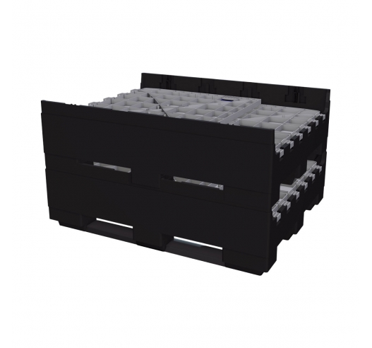 Collapsible Plastic Pallet Box Collapsed And Stacked