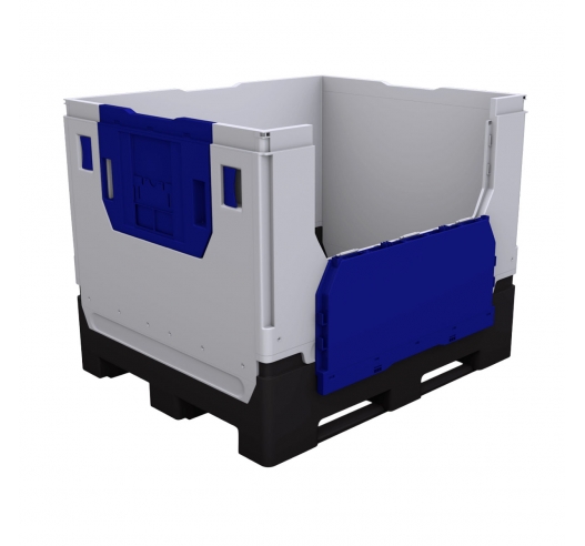 Collapsible Plastic Pallet Box With Drop Down Doors