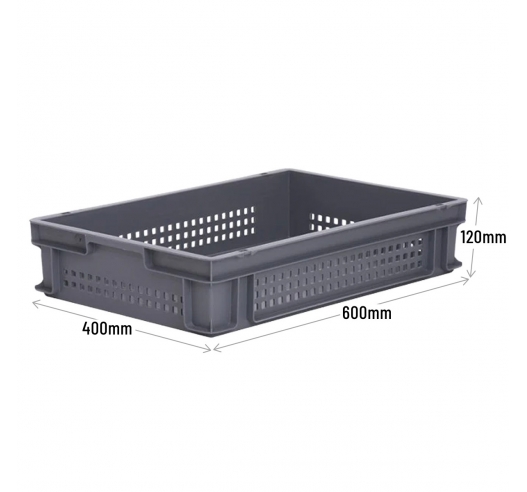 Grey Plastic Ventilated Food Tray