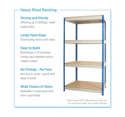 Heavy Duty Rivet Racking Shelving Bay