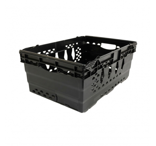 Black Bail Arm Stacking & Nesting (600 x 400 x 253mm) Ventilated Crate
