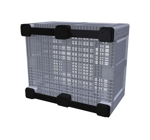 Large Vented Plastic Pallet Box with 2 Runners In Grey Base