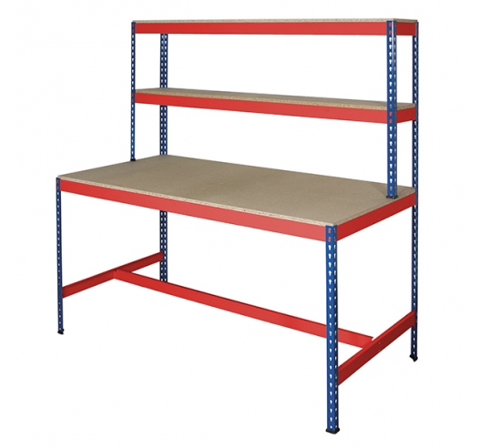 Rivet Workstation Bench in Blue and Orange