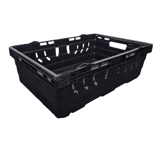 Black Bail Arm Stacking & Nesting (600 x 400 x 190mm) Ventilated Crate