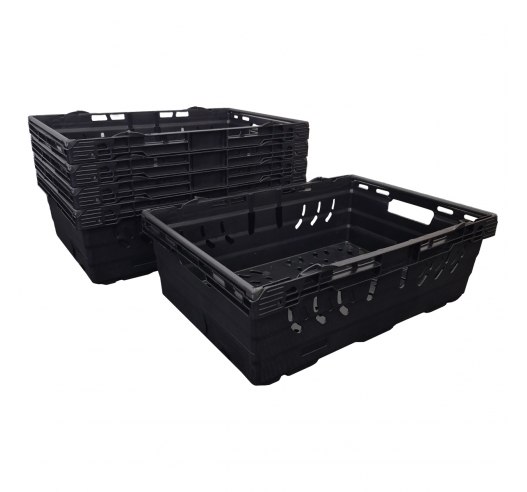 lack Bail Arm Stacking & Nesting (600 x 400 x 190mm) Ventilated Crate