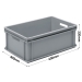 3-301-0 Grey Range Euro Container - 40 litres with Handholds