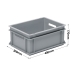 3-307-0 Grey Range Euro Container - 15 Litres With Hand Holes