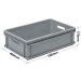 3-308-0 Grey Range Euro Container With Hand Holes - 30 litres