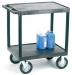 Heavy Duty Plastic Shelf Trolley with 2 Flat Shelves and Large Wheels