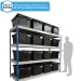 Heavy Duty Shelving Bay with 16 x LC3-V/Black (80 Litre) Attached Lid Containers