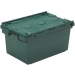 Plastic storage box with hinged lid in green