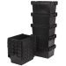 Nested and Stacked Black Recycled Attached Lid Container