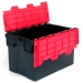 Black and Red Attached Lid Container Crates