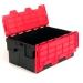 Storage crates with black body and red lids