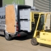 Plastic Pallet Boxes being loaded on to van with Forklift Truck