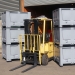 Pallet boxes stacked and moved by forklift truck