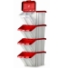 Stacked Picking Bins with Red Hinged Lids