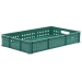 Green Stacking Confectionery Trays 30 Litre Mesh Sides And Base