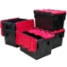 Black and Red Attached Lid Container 21 Litres