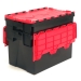 Black and Red Attached Lid Container Crates