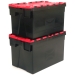 Black and Red Attached Lid Container Crates