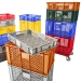 Coloured stacked ventilated containers