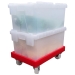 Clear Attached Lid Containers on Dolly (Wheeled Skate)
