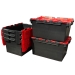 Large Plastic Heavy Duty Crates in Black and Red: 80 Litres