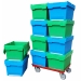 Medium Plastic Blue Green Storage Boxes with Lids