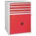 Euroslide cabinet with 4 drawers and 1 cupboard in red