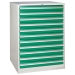 Euroslide cabinet with 11 drawers in green