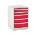 Euroslide cabinet with 5 drawers in red