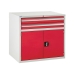 Euroslide cabinet with 2 drawers and 1 cupboard in red