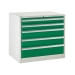 Euroslide cabinet with 5 drawers in green