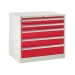 Euroslide cabinet with 5 drawers in red