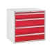 Euroslide cabinet with 4 drawers in red