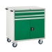 Mobile Euroslide cabinet with 2 drawers and 1 cupboard in green