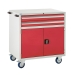 Mobile Euroslide cabinet with 2 drawers and 1 cupboard in red