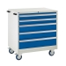 Mobile Euroslide cabinet with 5 drawers in blue