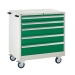 Mobile Euroslide cabinet with 5 drawers in green