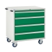 Mobile Euroslide cabinet with 4 drawers in green