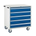 Mobile Euroslide cabinet with 5 drawers in blue